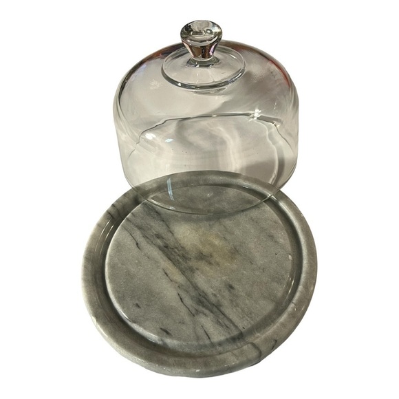 MARBLE round cheese severer clear dome Himark holiday entertaining party - Picture 4 of 8